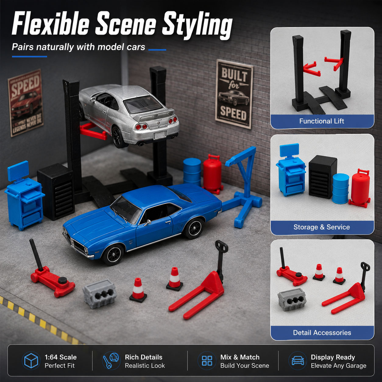 1:64 Garage Workshop Miniature - Workshop Tools Toy 评论和价格